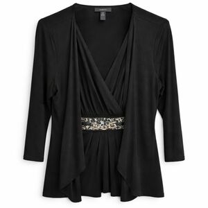 Style & Co Black 2 Layer Top With Leopard Chain Detail Size XL